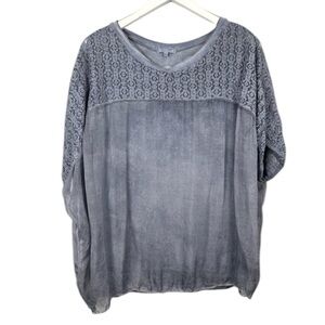 H Trend Blue Gray Silk Layered Blouse Top Size Small